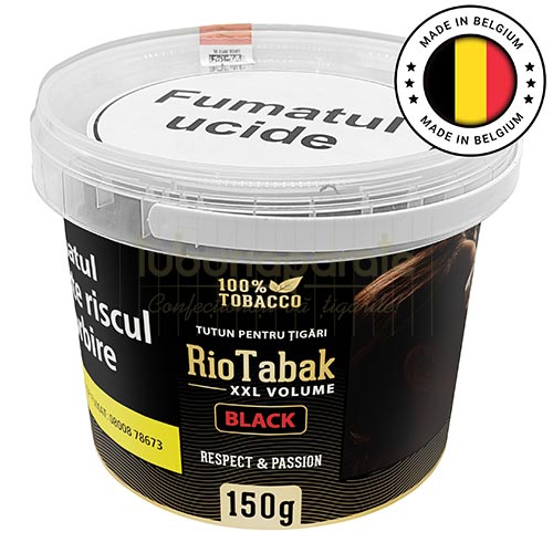 Galeata cu 150 g de tutun RioTabak Black XXL Volume de tarie medie spre tare